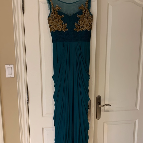 🔥HOST PICK🔥 Teal and Gold Applique Dress, size 0-2 (Stunning statement dress) - Picture 8 of 14